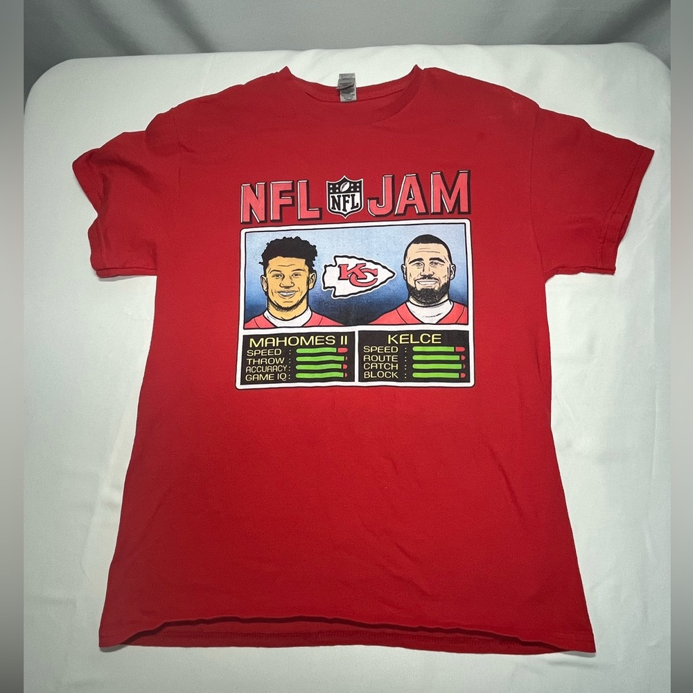 Kansas City Chiefs NFL Jam T-Shirt Mahomes Kelce Graphic Tee Red Youth Size M